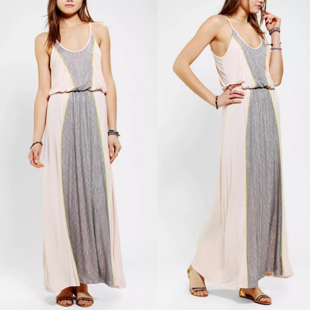 Pins And Needles Knit Lace Stripe Maxi Dress NEW